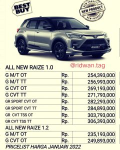 toyota raize palembang, harga kredit toyota raize palembang